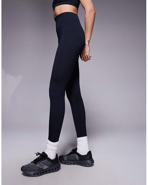 4505 Blue Tall Seamless Baby Rib High Waist Gym Leggings