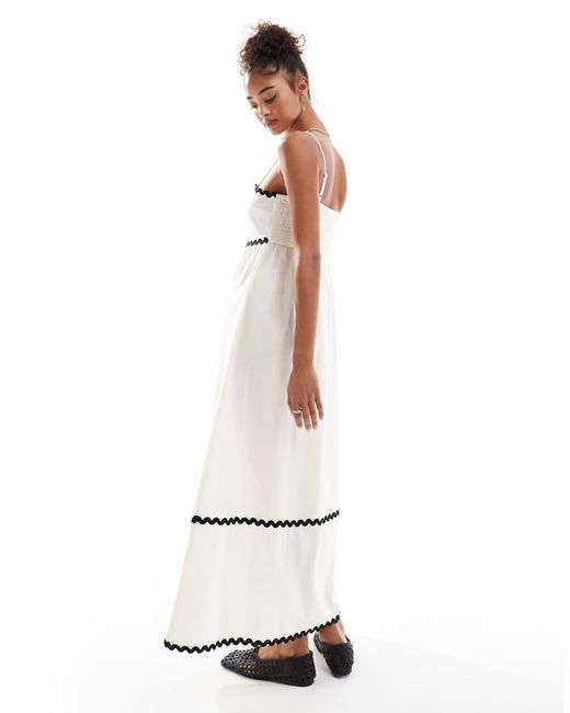 Wednesday's Girl White Contrast Trim Maxi Dress