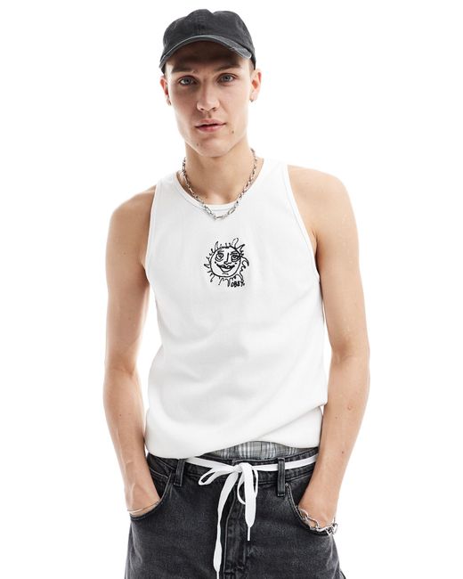 Obey White Ribbed Vest With Graphic for men