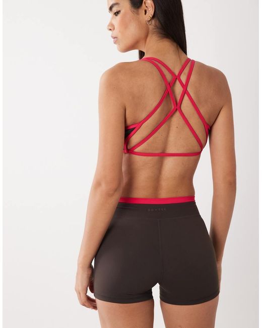 BO+TEE Brown Bo+tee Soft Active Wrap Waist Contrast Detail Shorts