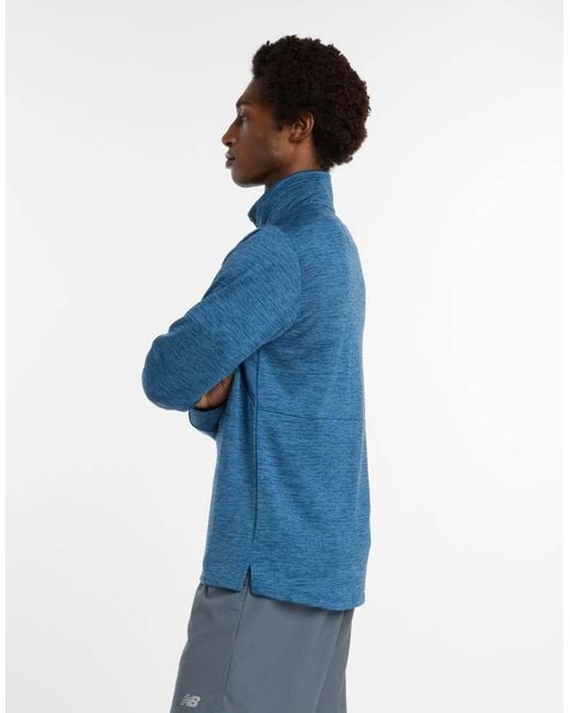 New Balance Blue Athletics Heat Grid 1/2 Zip for men