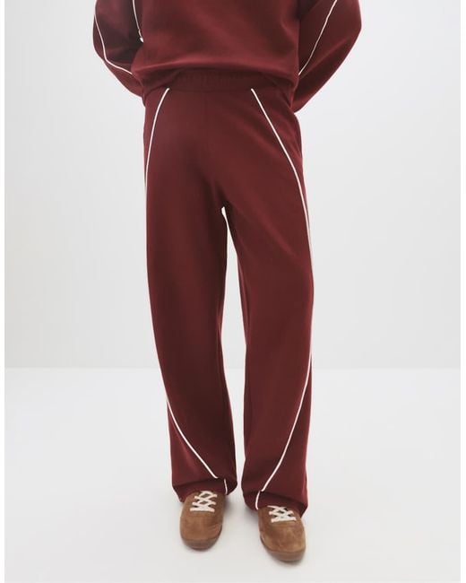 Pull&Bear Red Burgundy Tracksuit Bottoms With Piping