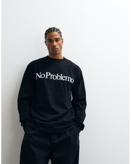 No Problemo Blue 100% Cotton Long Sleeve T-Shirt With Large Front Logo for men