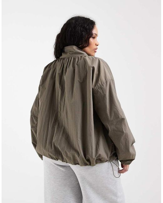 ASOS Brown Asos Design Curve Oversized Bubble Hem Track Jacket