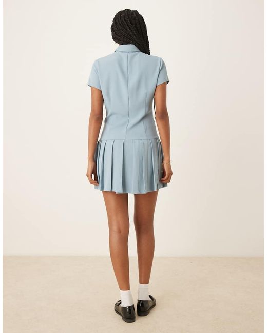 Glamorous Blue Collared Button Down Mini Dress