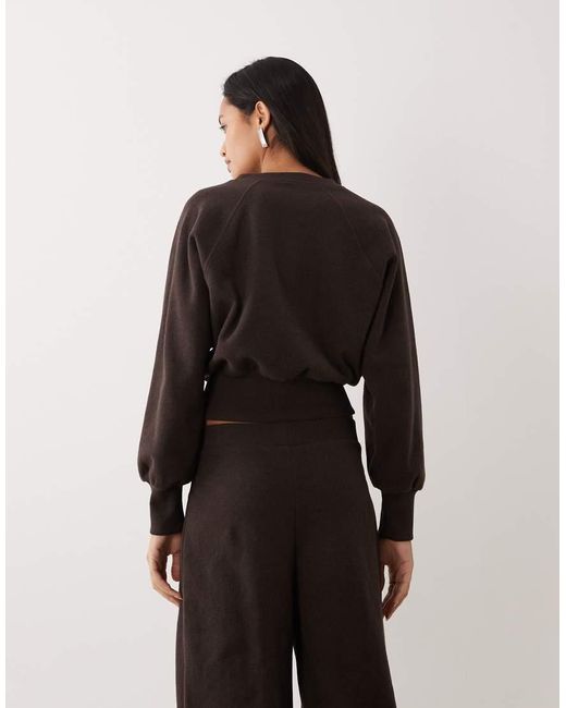 ASOS Black Long Sleeve With Cinched Waist And Button Detail Co-Ord Top