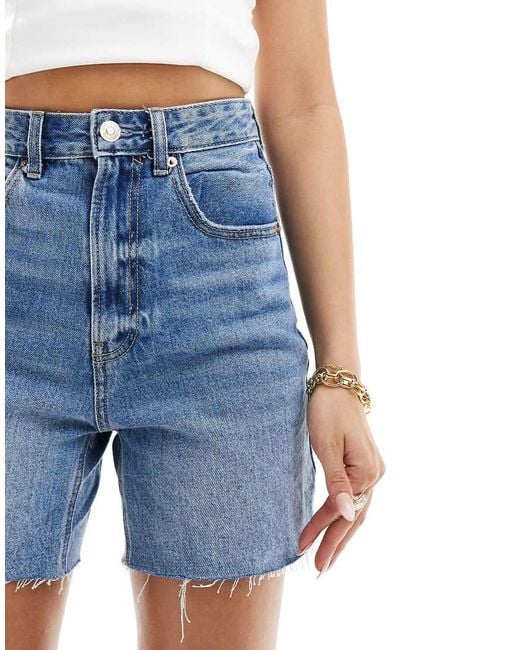 Stradivarius Blue Denim Dad Short
