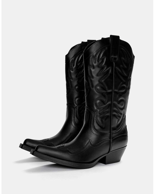 Pull&Bear Black – cowboy-stiefel