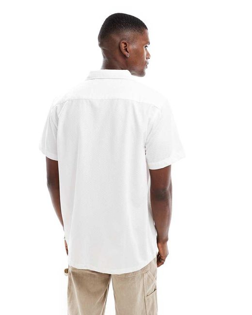 Brave Soul White Revere Collar Short Sleeve Shirt for men