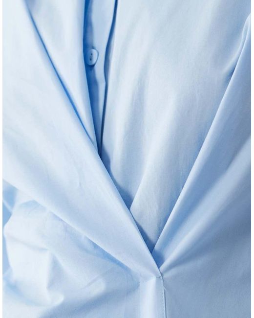 ASOS Blue Cinched Wrap Cocoon Sleeve Shirt