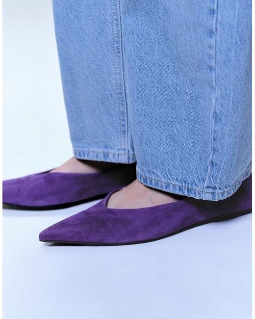 ASOS Blue Lari Premium Pointed Ballets