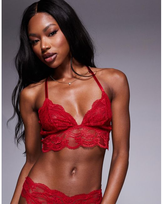 ASOS Red Lola Lace Longline Bralette