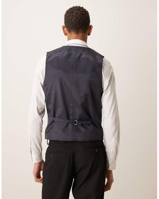 ASOS Black Slim Suit Waistcoat With Wool for men