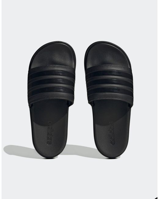 Adilette - claquettes à semelle plateforme Adidas Originals en coloris Black