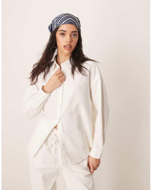 ASOS Natural Oversized Linen Look Shirt Co-ord