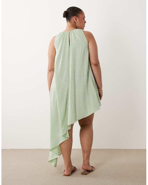 ASOS Green Asos Design Curve Asymmetric Hem Volume Mini Dress