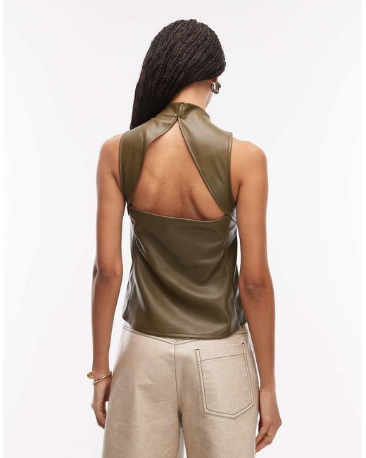 ASOS Green Pu High Neck Top