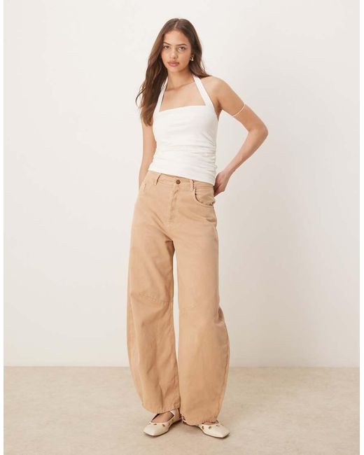 Abercrombie & Fitch Natural Square Halter Neck Sleeveless Top