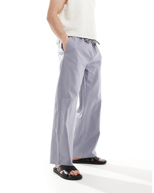 Only & Sons Gray Loose Fit Linen Mix Trouser for men