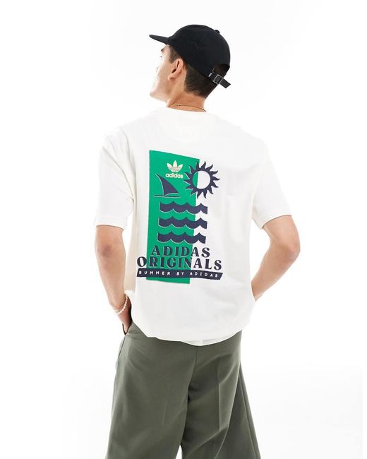 Adidas Originals White Waves Back Print T-Shirt
