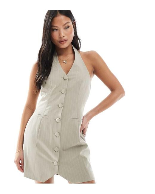 Miss Selfridge Elegante Mini-Jurk Met Halternek in het White