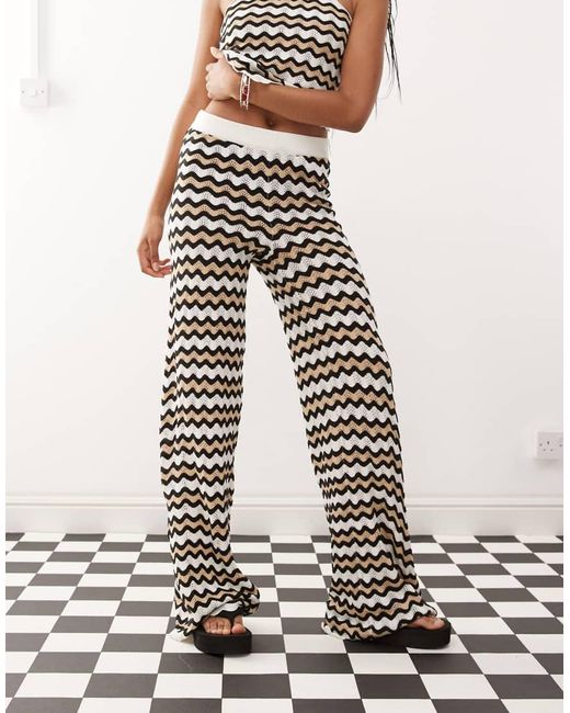 Noisy May White Loose Fit Crochet Trouser Co-ord