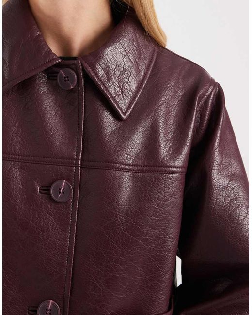 ASOS Purple Asos Design Petite Leather Look Harrington Jacket