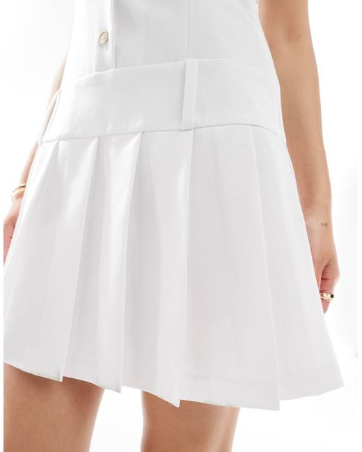 Miss Selfridge White Tailored Halter Collared Flippy Mini Dress