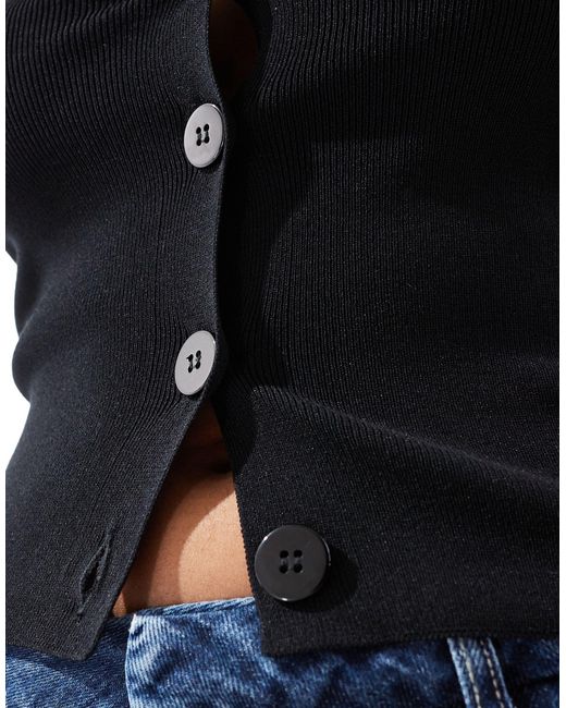Pimkie Blue Knitted Button Through Halterneck Top