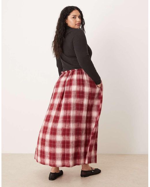ASOS Red Asos Design Curve High Neck Long Sleeve Hybrid Maxi Dress