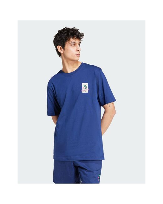 Adidas Originals Blue Graphic T-shirt for men