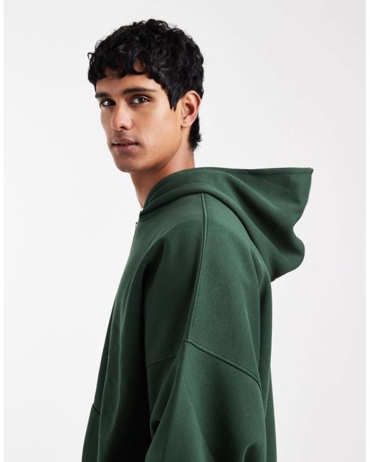 ASOS Green Essentials Extreme Oversized Zip Through for men