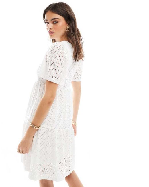 Jdy White Broderie Mini Dress