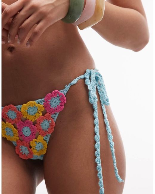 I.AM.GIA Multicolor Blossom Crochet Floral Bikini Bottoms