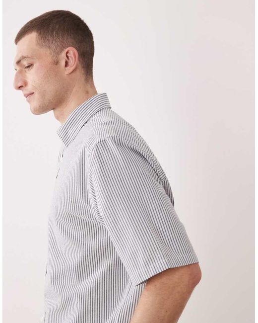 Only & Sons Gray Boxy Fit Oxford Shirt for men