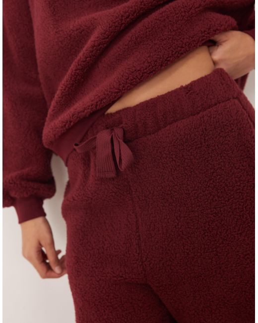 ASOS Red Lounge Cuddle Crew Neck Sweat & Wide Leg Trouser Set