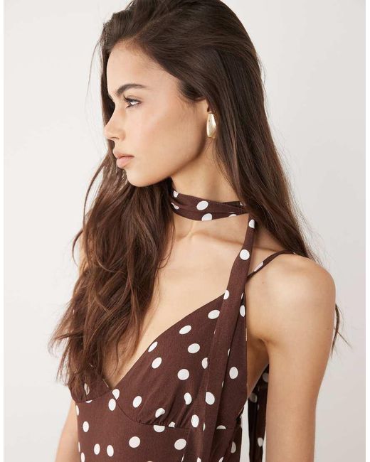 Vero Moda Brown Cami Maxi Dress With Scarf Neck Detail