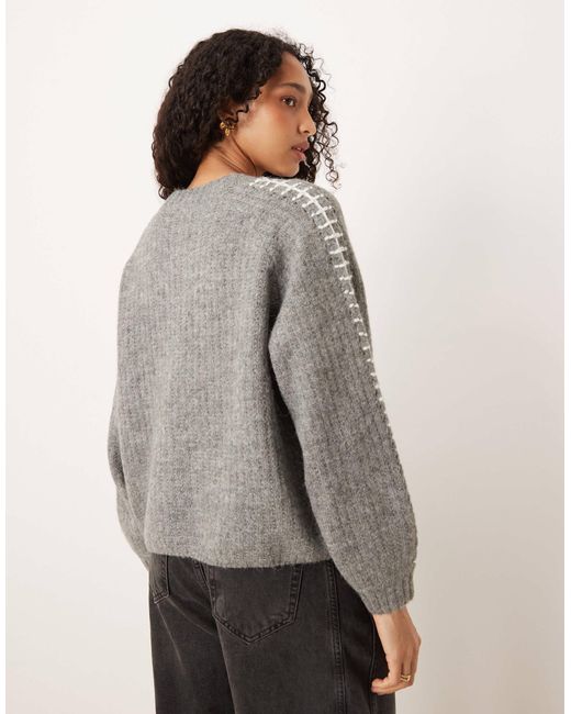 Y.a.s - gilet doux à coutures contrastantes - chiné moyen Y.A.S en coloris Gray