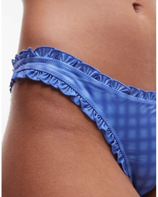 Monki Blue High Leg Bikini Bottom Co-ord