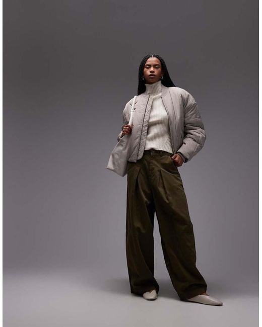 & Other Stories Gray Quilted Cotton Bomber Jacket