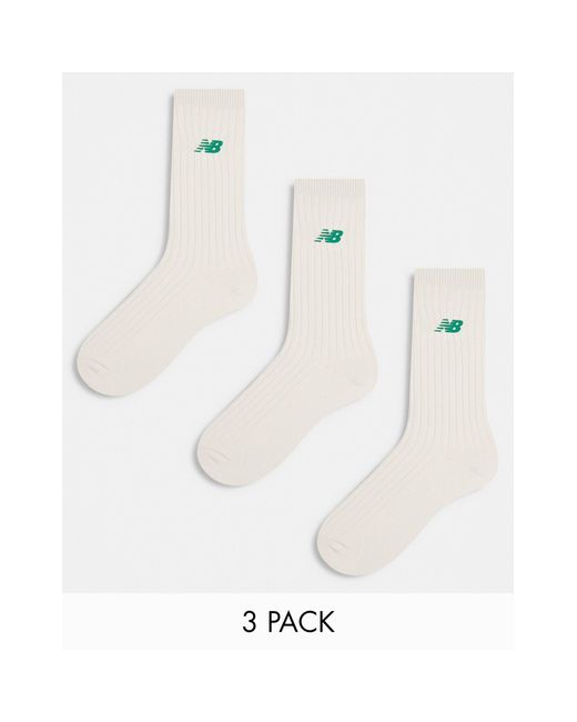 Confezione da 3 paia di calzini alla caviglia bianchi e verdi con logo di New Balance in White da Uomo