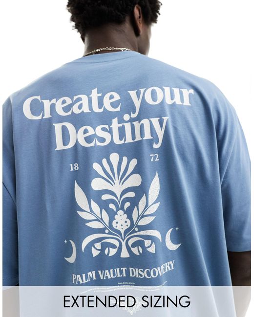 T-shirt oversize con stampa sul retro di ASOS in Blue da Uomo