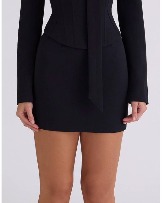House Of Cb Black Roda Crepe Sculpting Mini Skirt