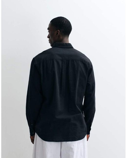 Jack & Jones White Linen Mix Long Sleeve Shirt for men