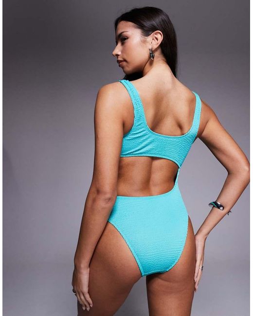 South Beach Blue Cutout Swimsuit With Hardware Detail