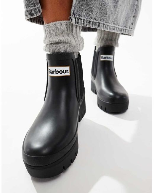Barbour White Halton Chunky Chelsea Gumboots