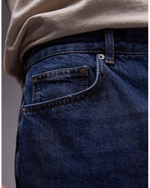 Jorts di jeans lavaggio scuro di Topman in Blue da Uomo
