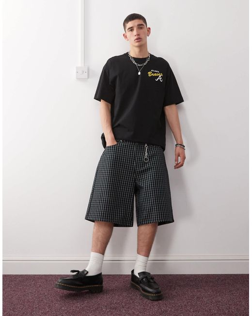 Obey – karierte, weite jeansshorts in Multicolor für Herren