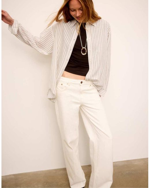Stradivarius Natural Linen-Effect Shirt