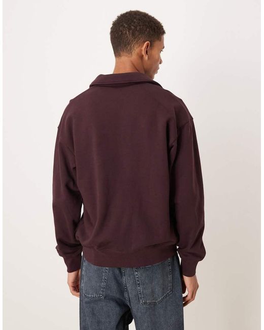 ARKET Red Pure Cotton Half Zip With Polo Collar for men